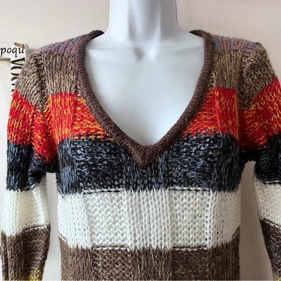 Vintage 90s Ashley By 26 International Striped Knit Tunic Mini Sweater Dress M - Picture 2 of 12